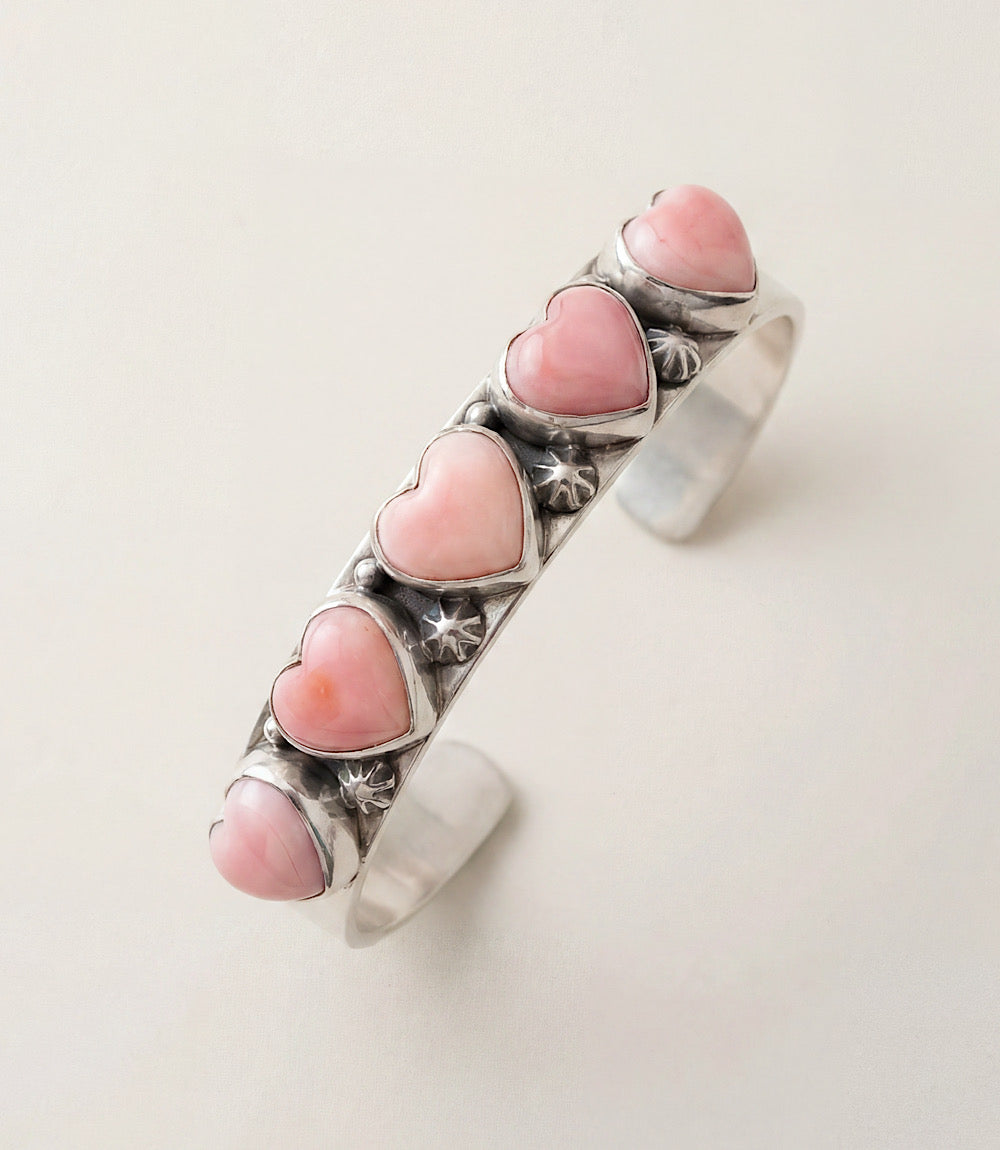 Pink Conch Embellished Cuff Bracelet