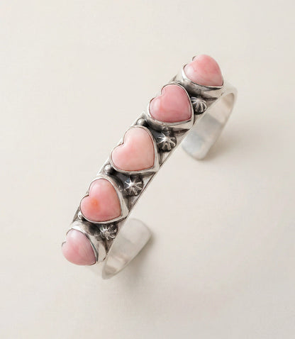 Pink Conch Embellished Cuff Bracelet