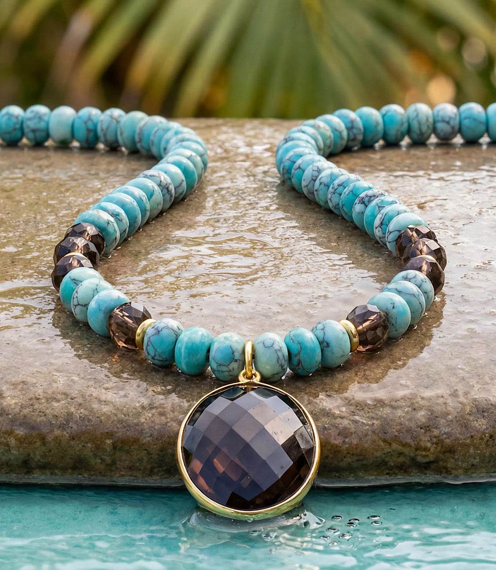 Gemstone Pendant Beaded Turquoise Necklace