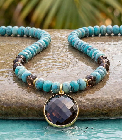 Gemstone Pendant Beaded Turquoise Necklace
