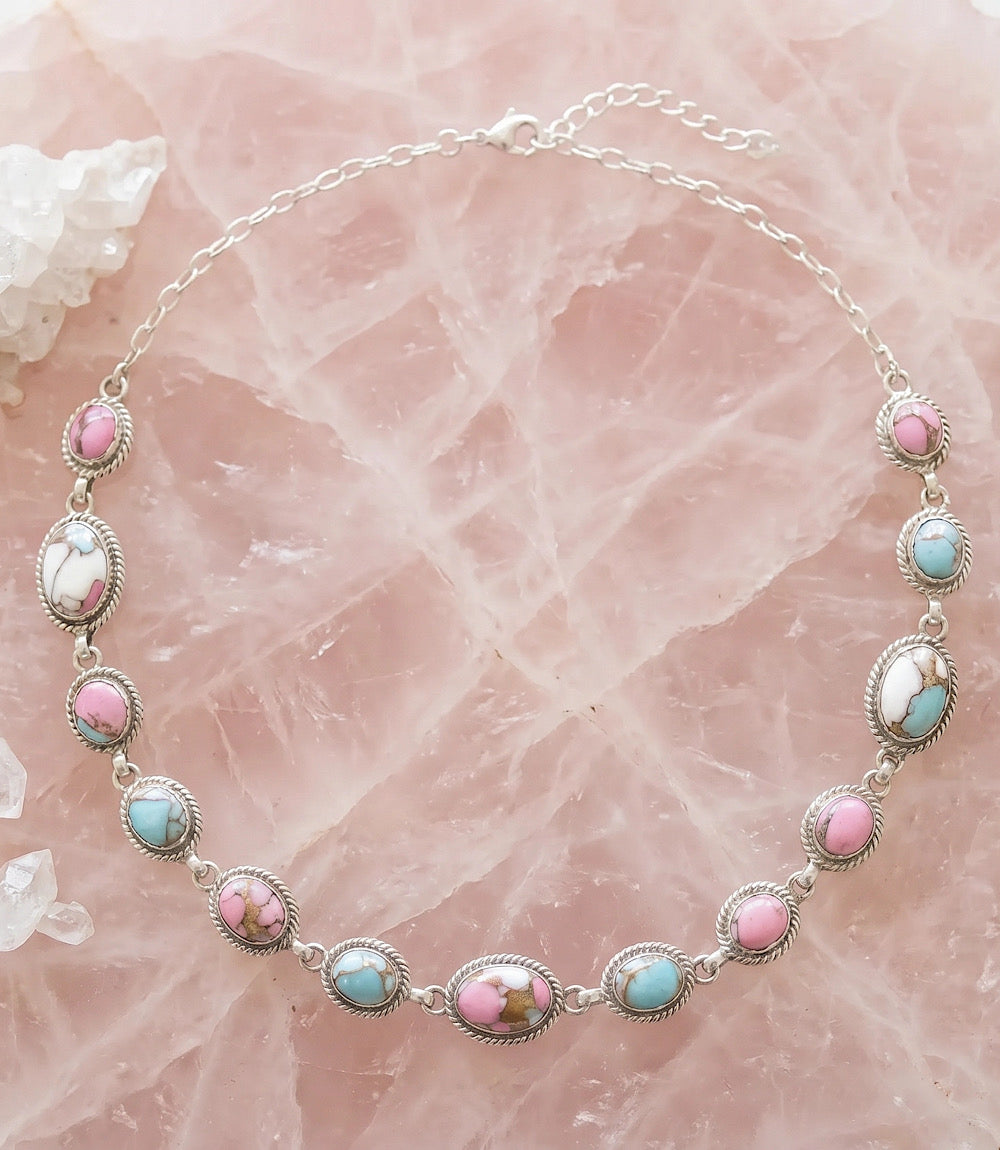 Cotton Candy Turquoise Station Necklace