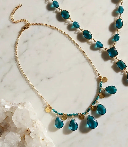Teal Topaz Lariat Necklace