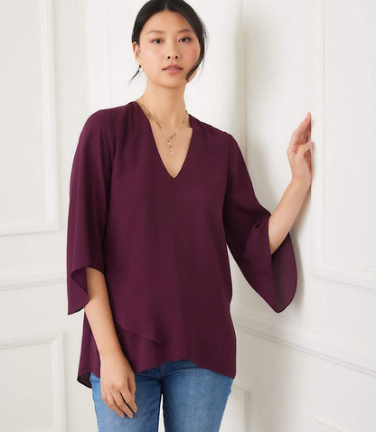 Petite Size Bracelet Sleeve Asymmetric Top