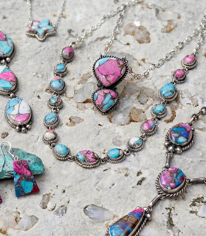 Cotton Candy Turquoise Station Necklace