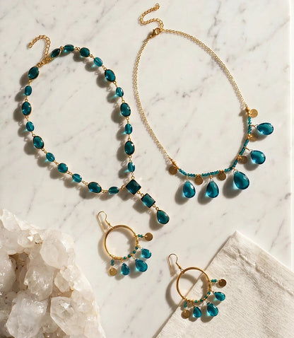 Teal Topaz Dangle Earrings