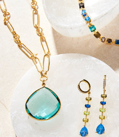 Aqua Quartz Pendant Necklace