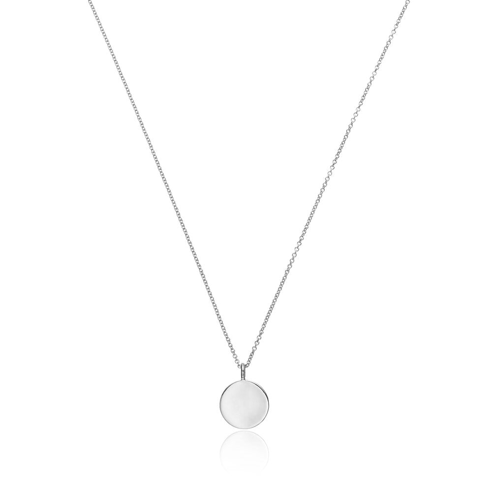 Silver Small Diamond Style Disc Necklace