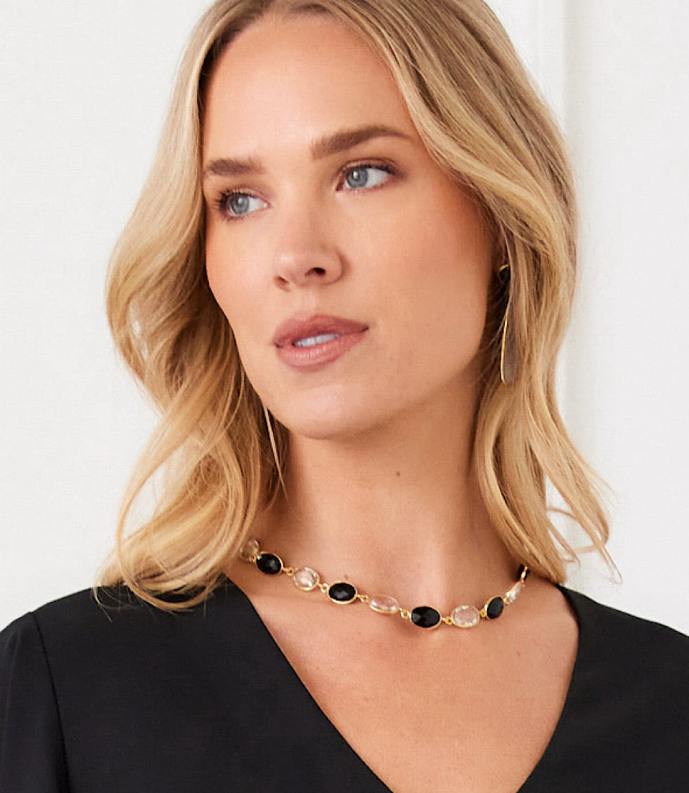 Black And White Station Necklace