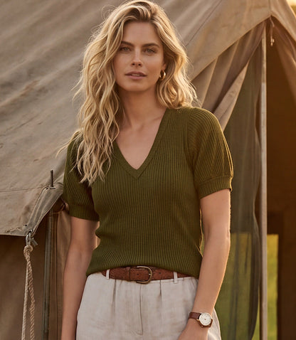 Ribbed Short Sleeve Top