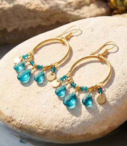 Teal Topaz Dangle Earrings