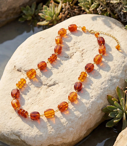 Amber Link Necklace