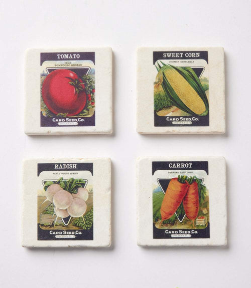 Seed Packet Marble Coasters, Set Of 4