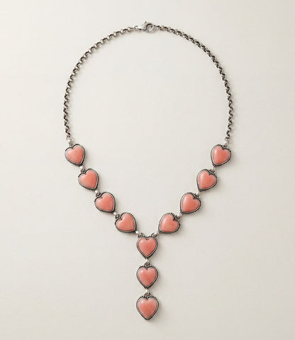Pink Conch Heart Lariat Necklace