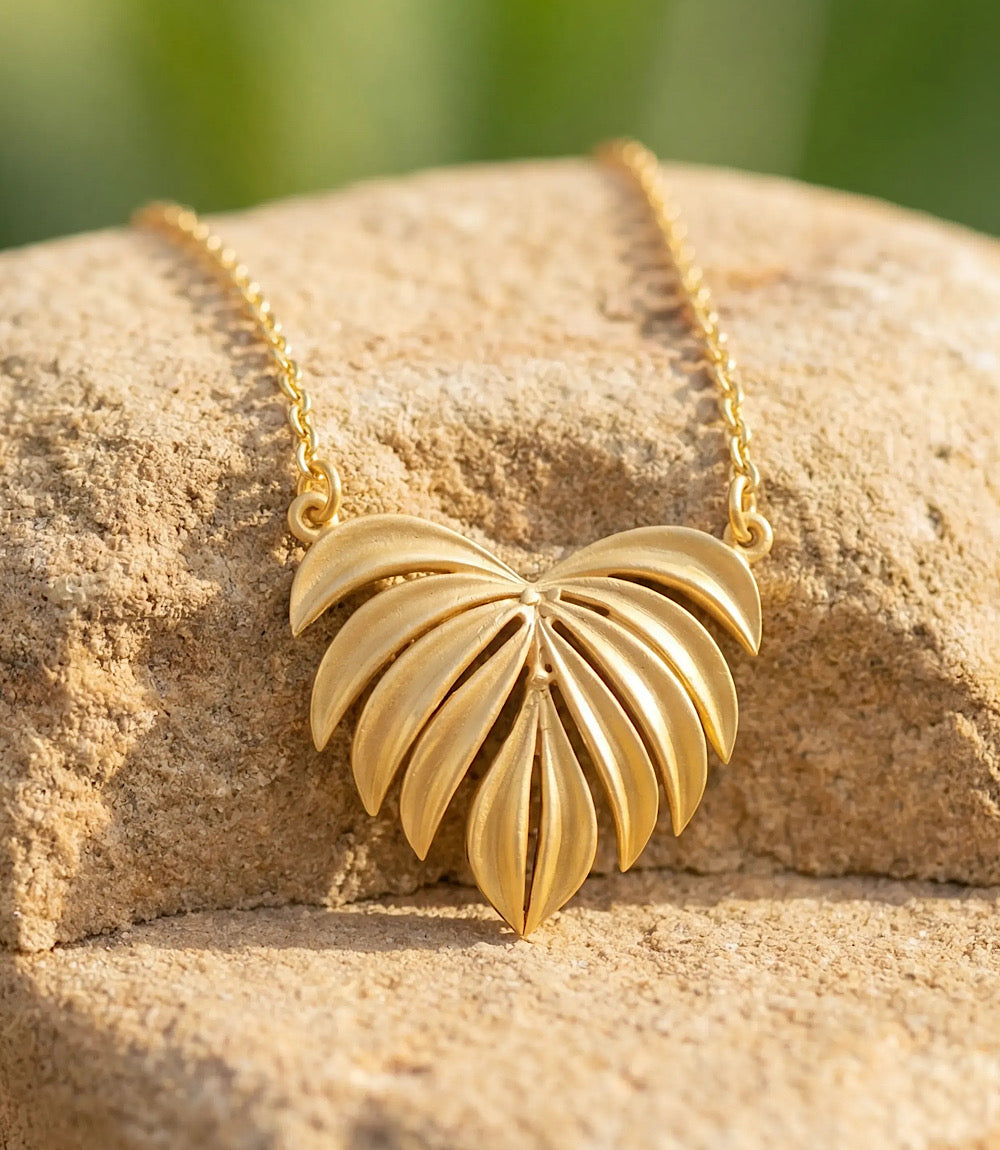 Tropical Leaf Pendant Necklace
