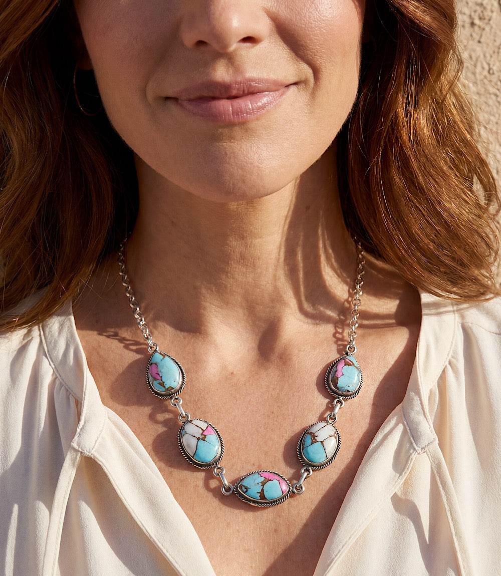 Cotton Candy Turquoise Link Necklace