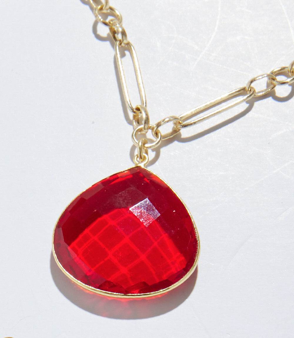 Ruby Quartz Pendant Necklace