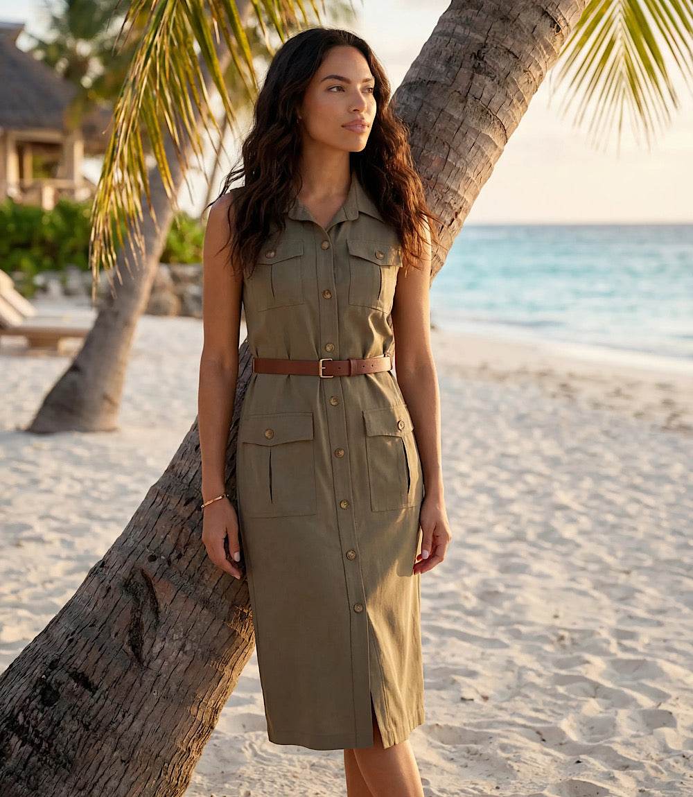 Sleeveless Midi Shirtdress