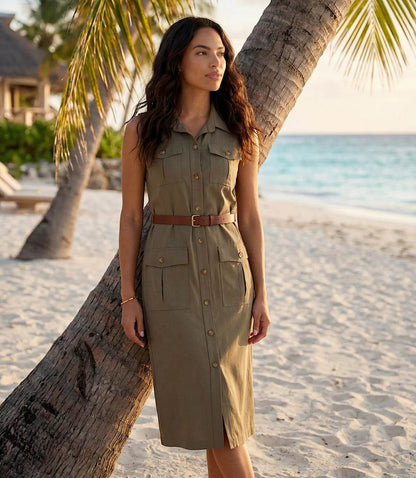 Sleeveless Midi Shirtdress