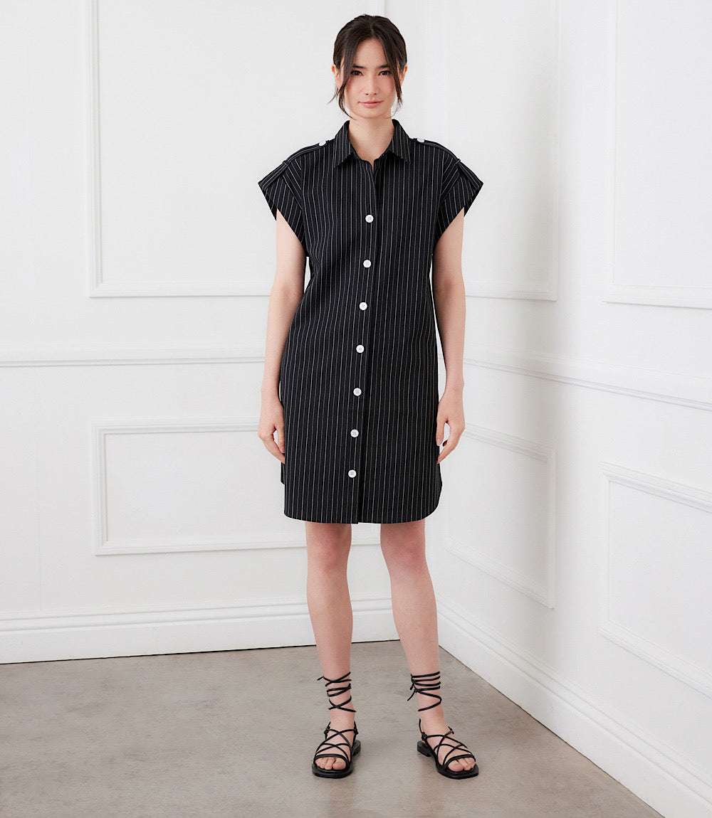 Stripe Cap Sleeve Shirtdress