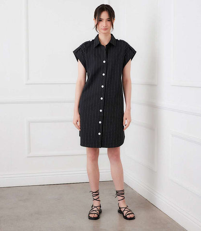 Stripe Cap Sleeve Shirtdress