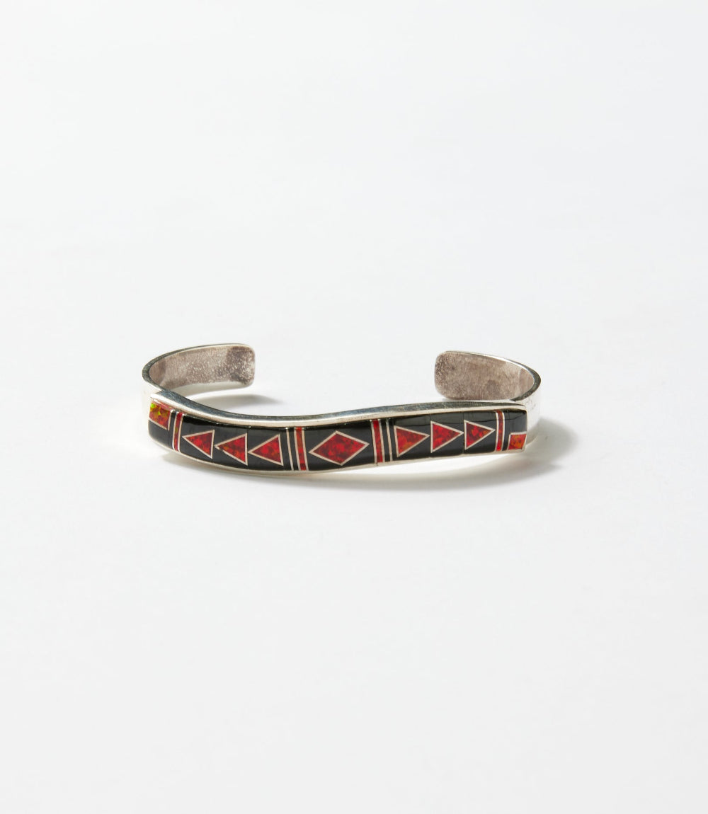 Black Onyx And Red Opal Cuff Bracelet