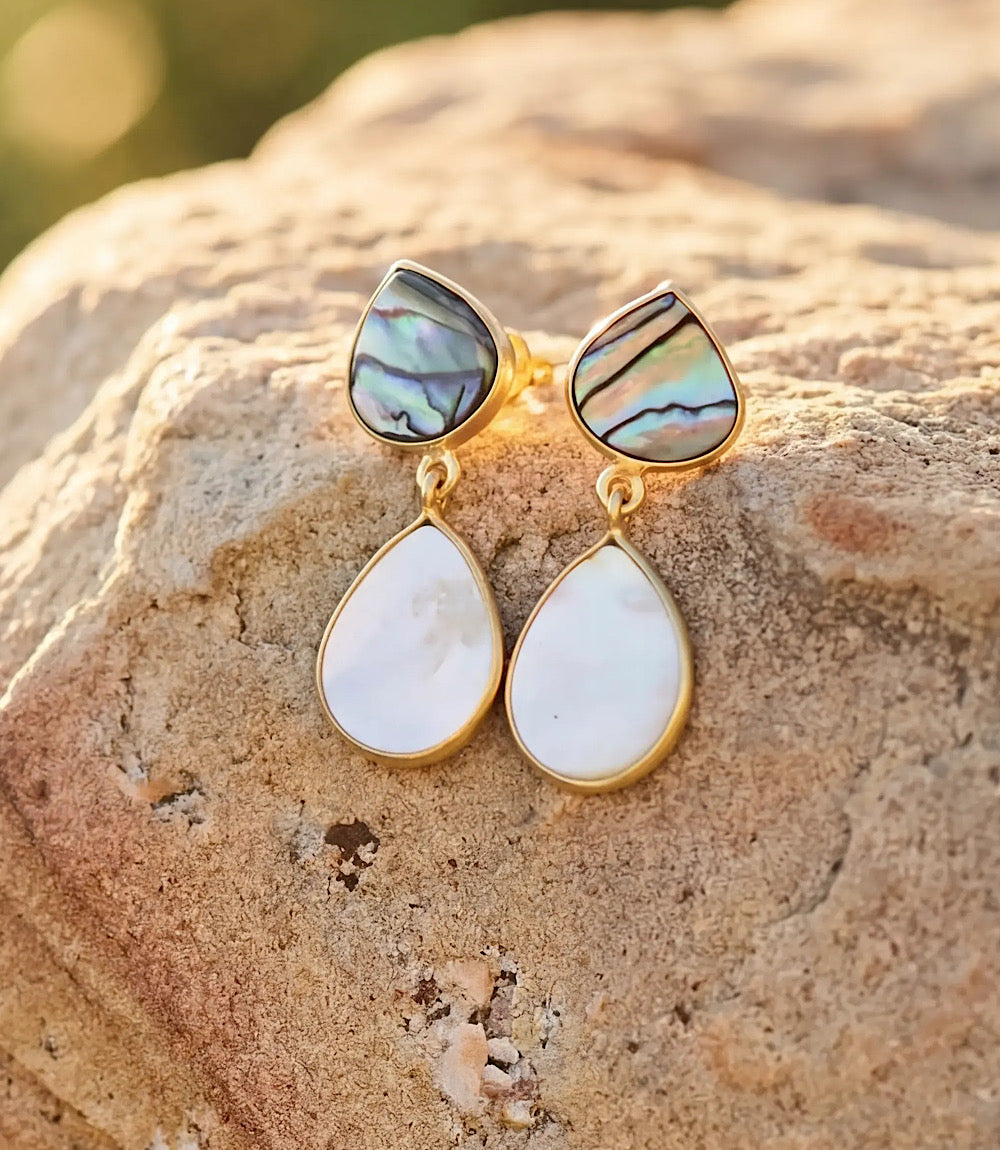 Pearl And Abalone Earrings