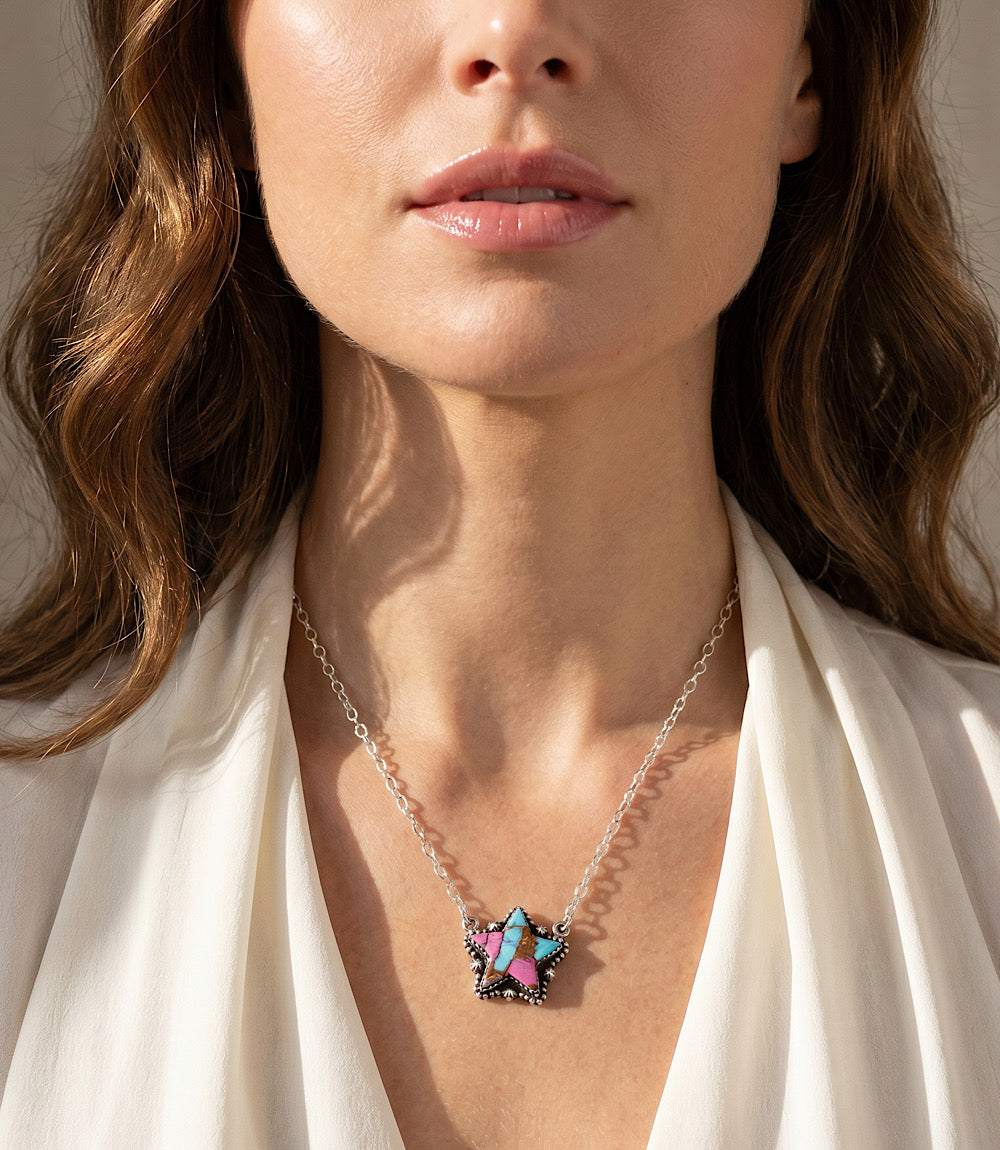 Cotton Candy Turquoise Star Necklace