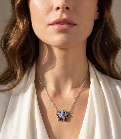 Cotton Candy Turquoise Star Necklace