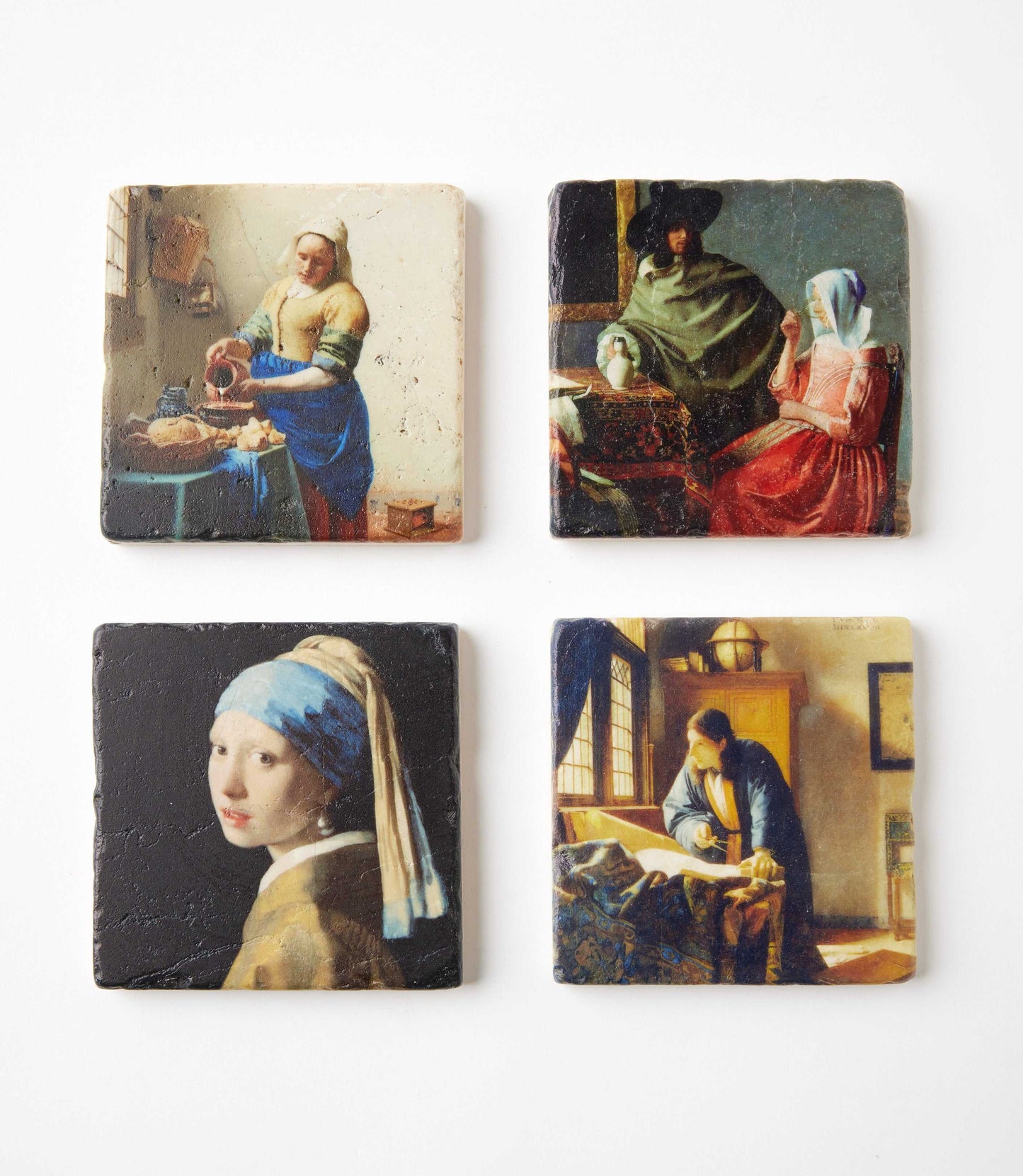 Johannes Vermeer Marble Coasters, Set Of 4