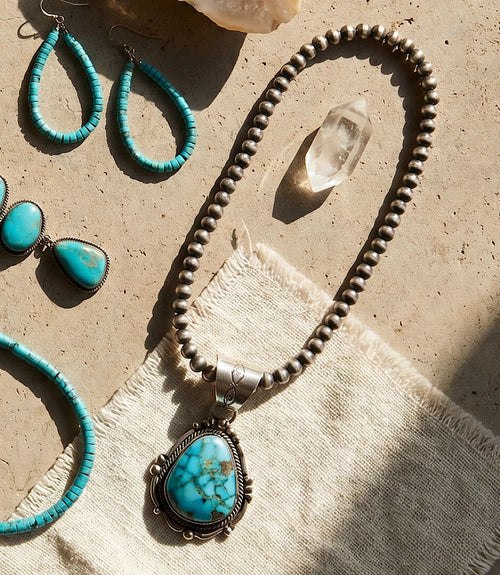 Embellished Turquoise Pendant Necklace