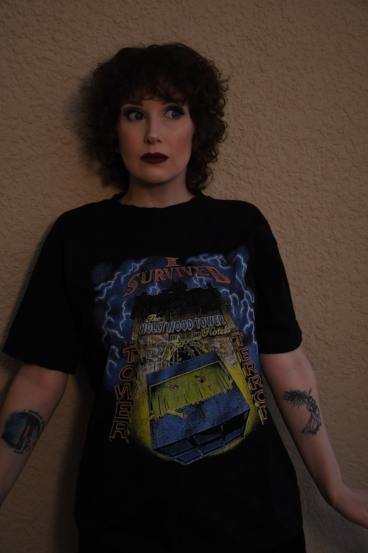 90s Tower Of Terror Hollywood Hotel Rare Washed Black T-Shirt