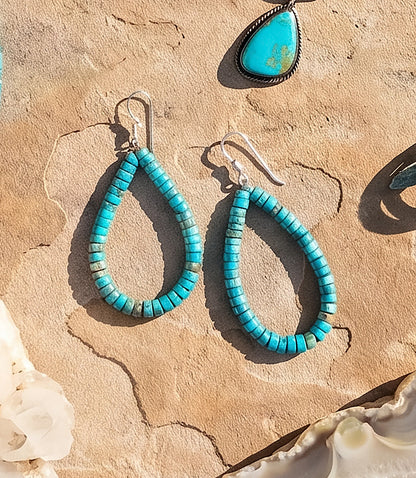 Kingman Turquoise Beaded Teardrop Earrings