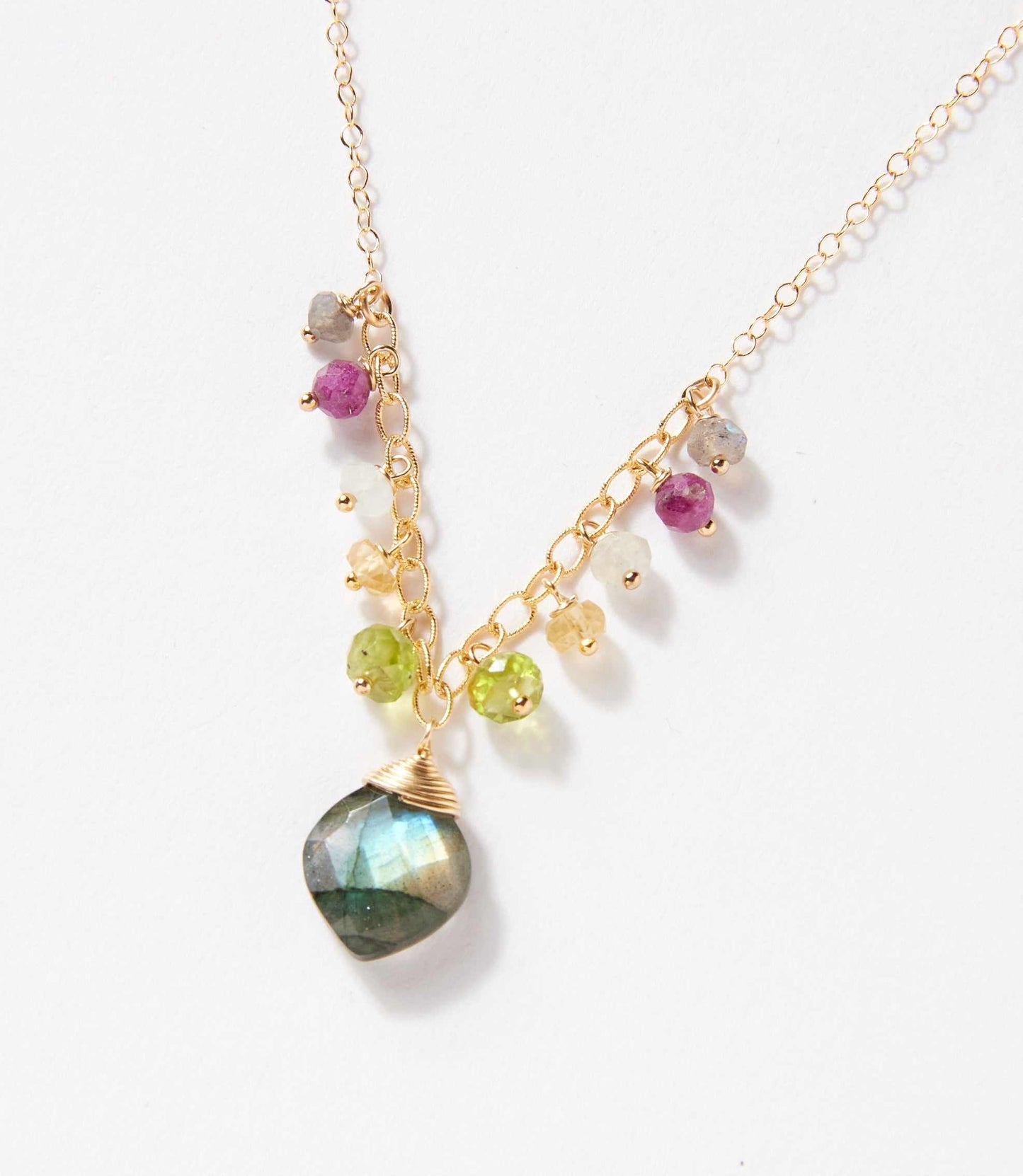 Beaded Gemstone Pendant Necklace