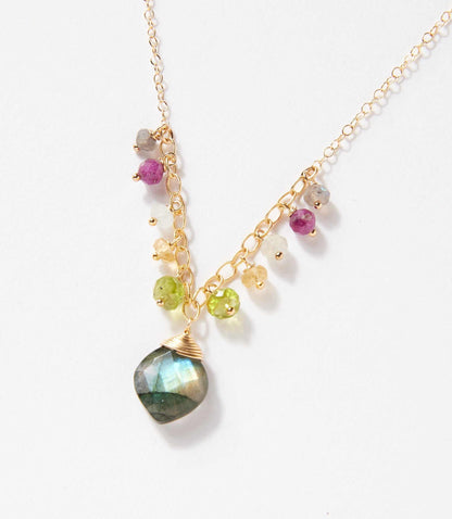 Beaded Gemstone Pendant Necklace