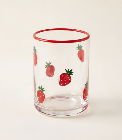 Strawberry Hand-Painted Drinking Glass
