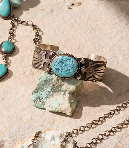 Kingman Turquoise Embellished Cuff Bracelet