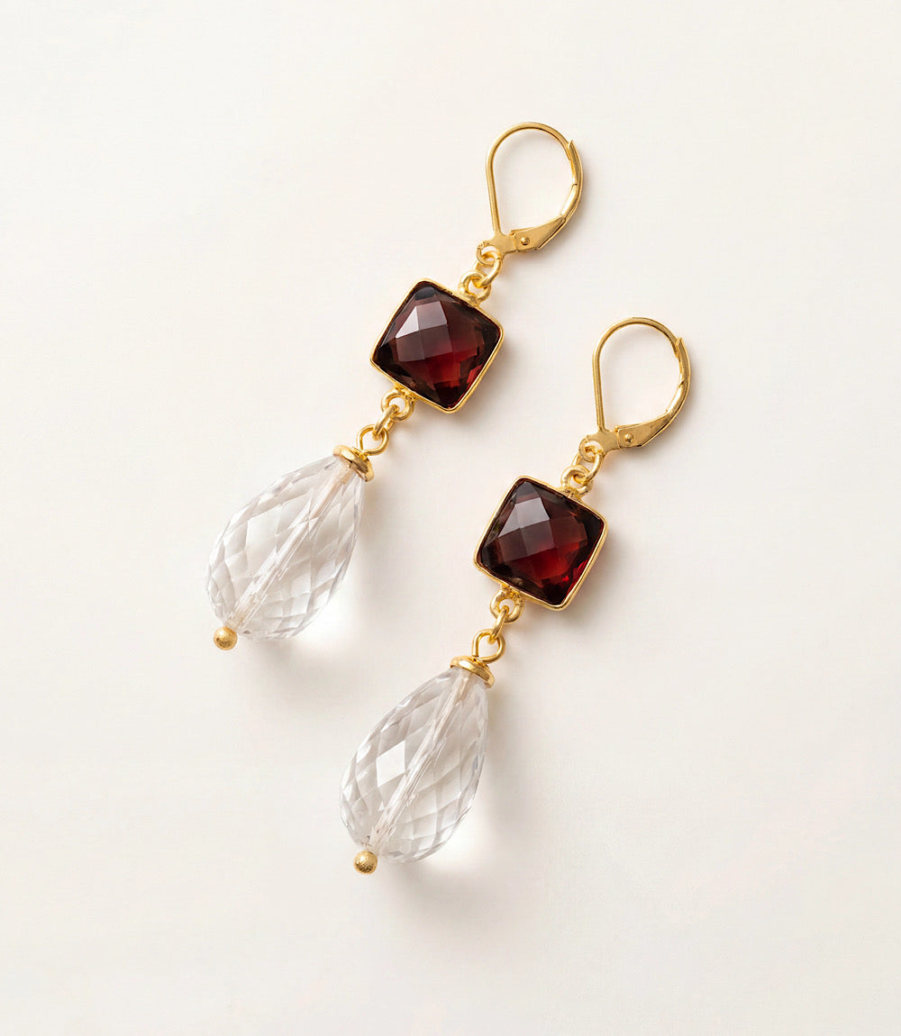 Tigers Eye And Crystal Earrings