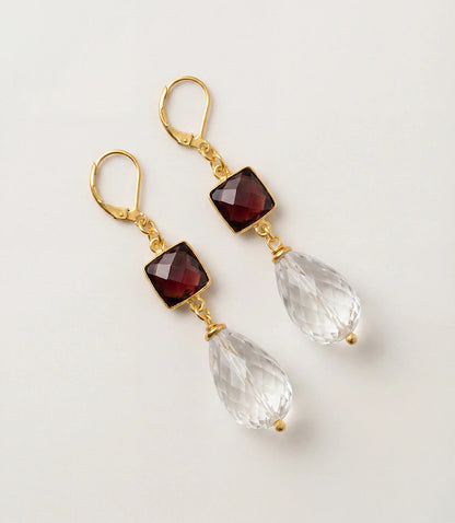 Tigers Eye And Crystal Earrings