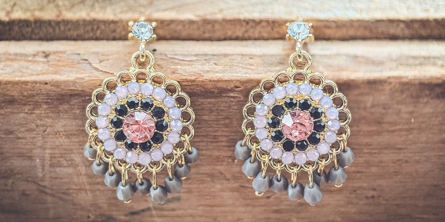 Beautiful Pink and Purple Crystal Drop Earrings