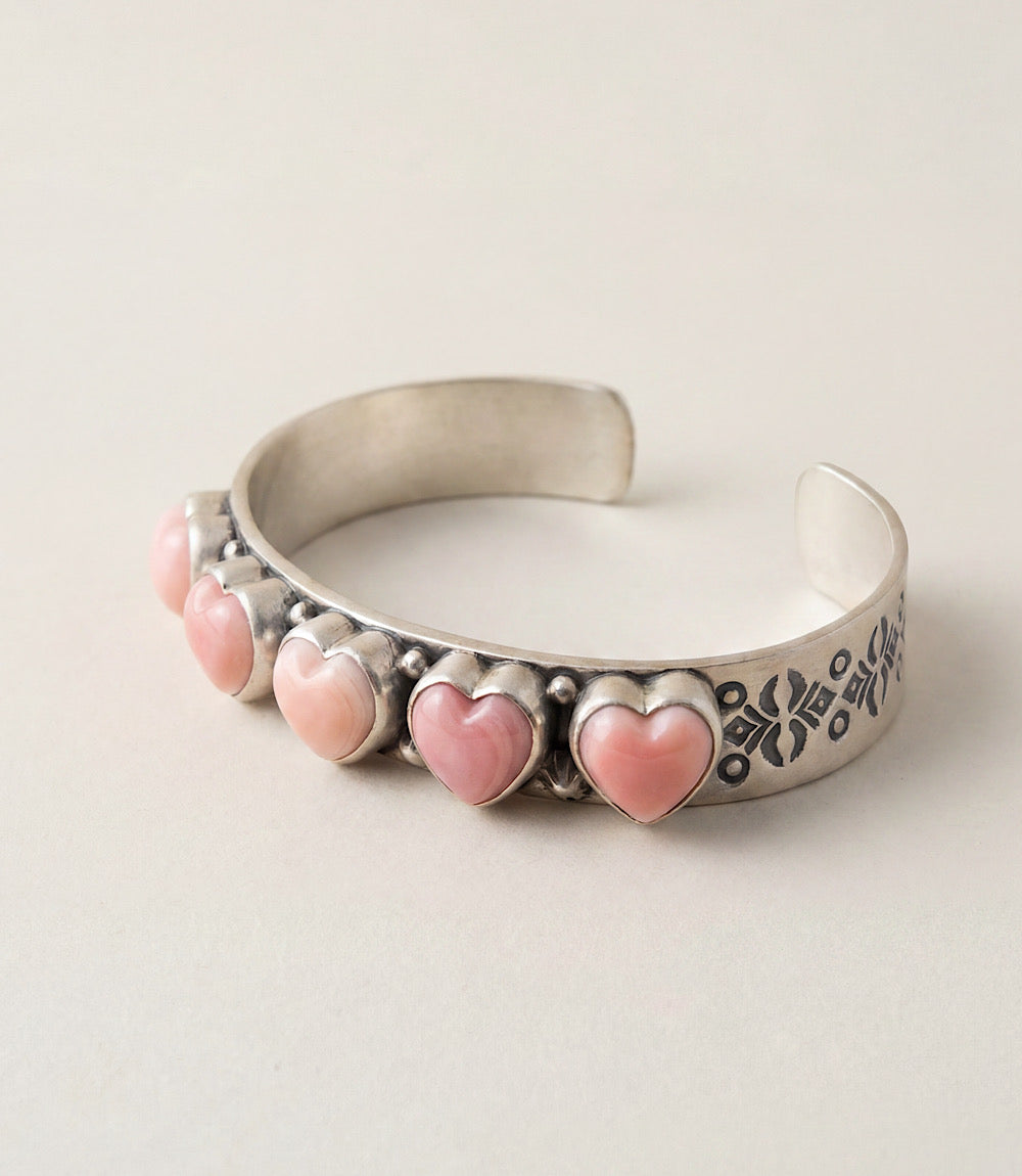 Pink Conch Embellished Cuff Bracelet