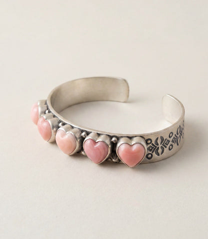 Pink Conch Embellished Cuff Bracelet