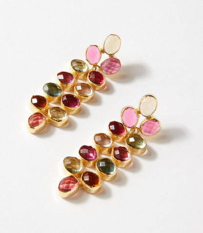 Multi Color Beaded Gemstone Earrings