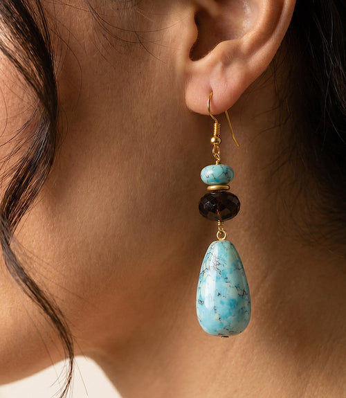 Tiered Turquoise And Gemstone Earrings