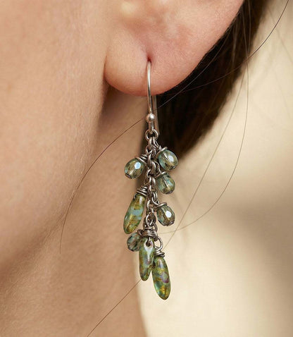Rustic Creek Glass Cluster Earrings