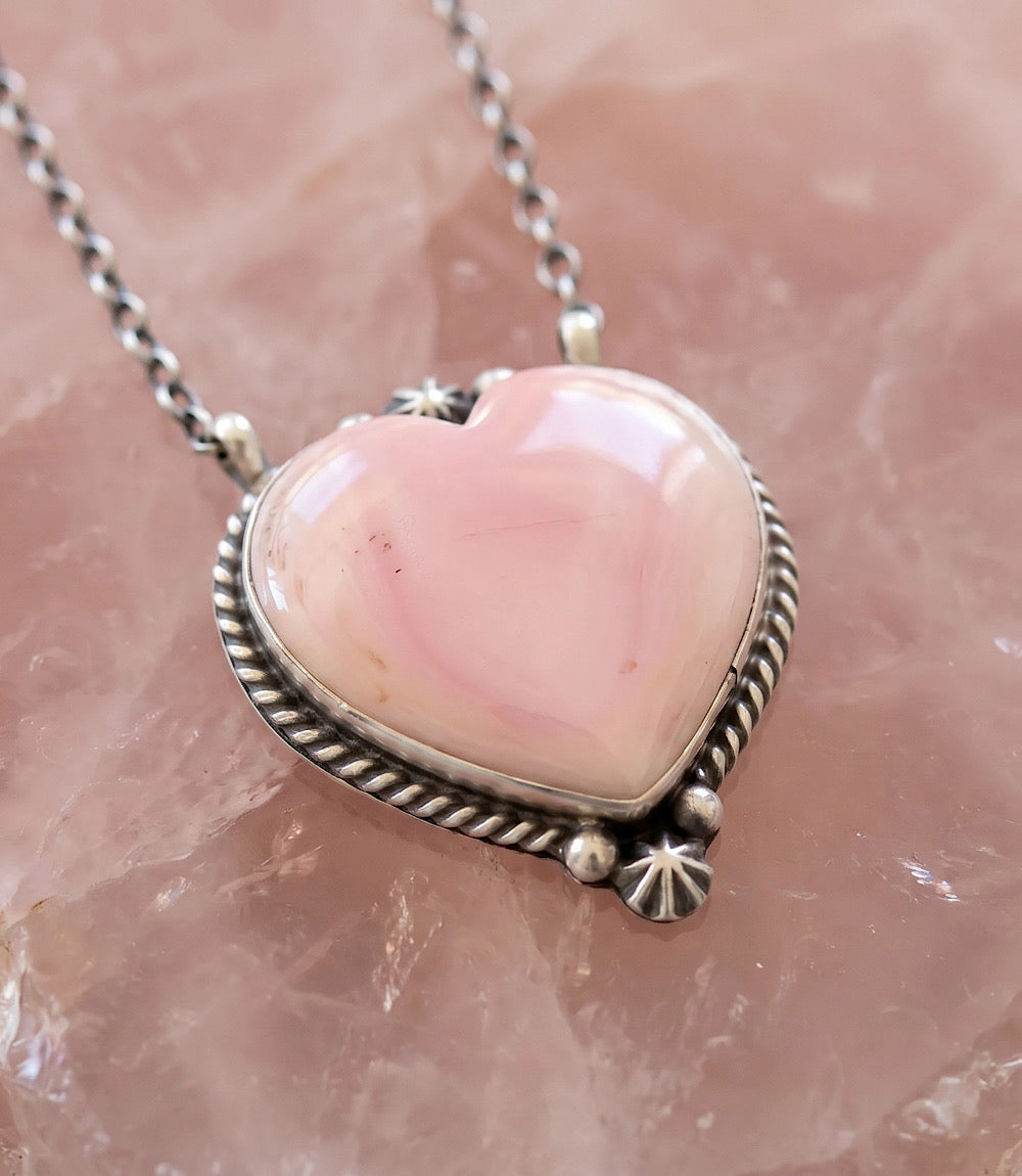 Pink Conch Heart Necklace
