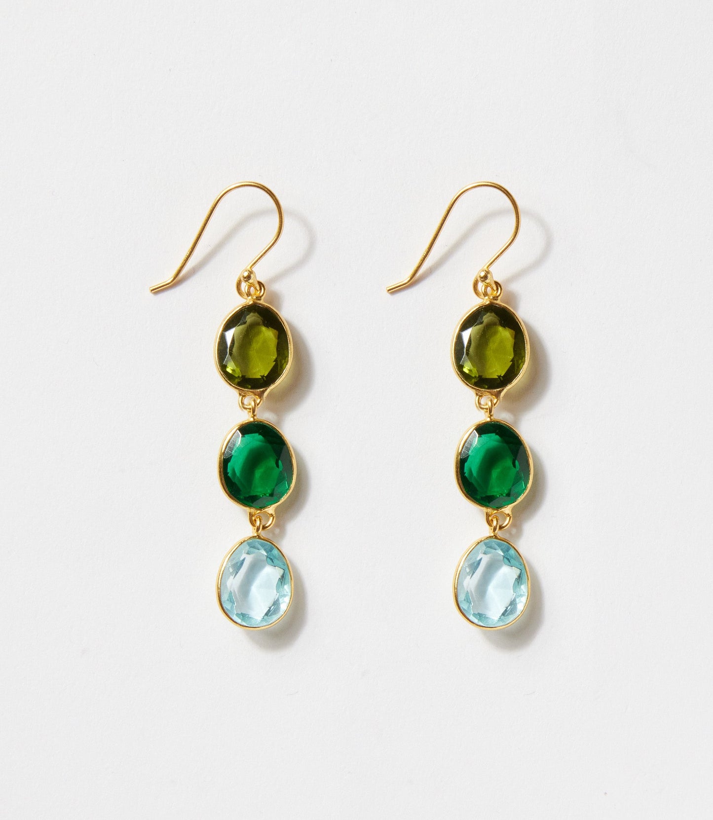 Triple Drop Gemstone Earrings