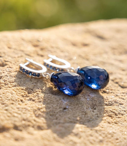 Sapphire Stone Huggie Earrings