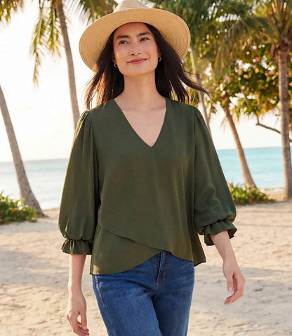 Layered Sleeve Asymmetric Top