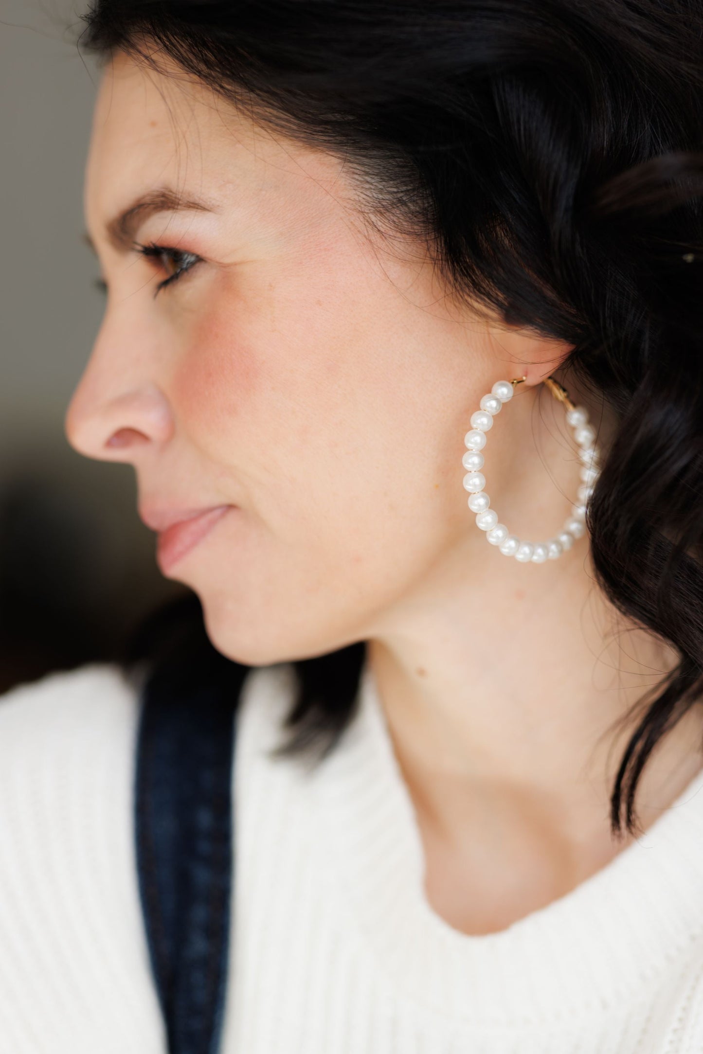 Beautiful Pearl Hoops