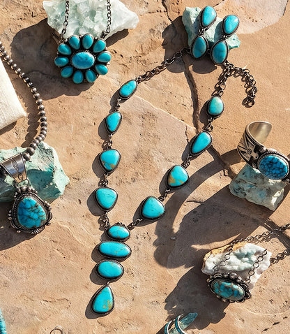 Kingman Turquoise Necklace And Earring Set